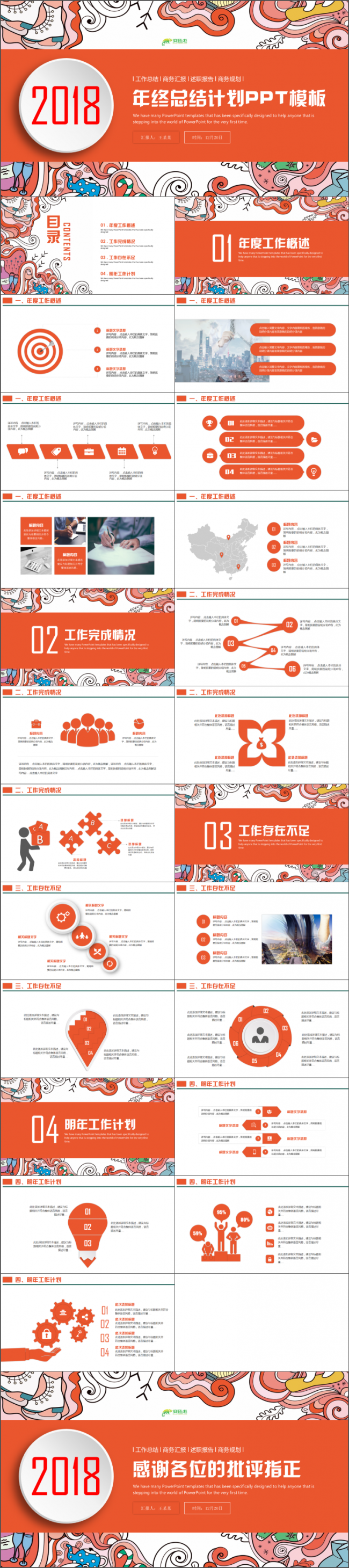 奋斗新时代述职工作总结2018工作计划年终总结抽象图PPT