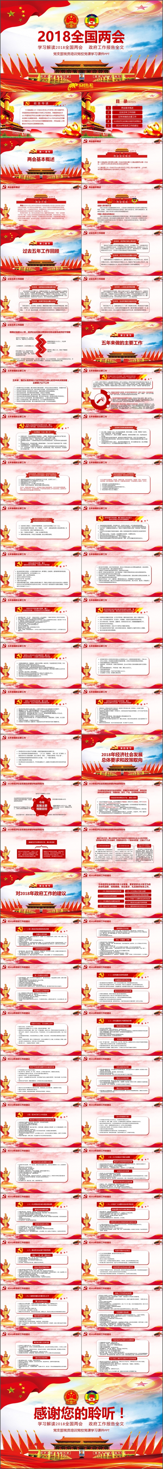 2018全国两会政府工作报告PPT党课党校党员学习PPT课件