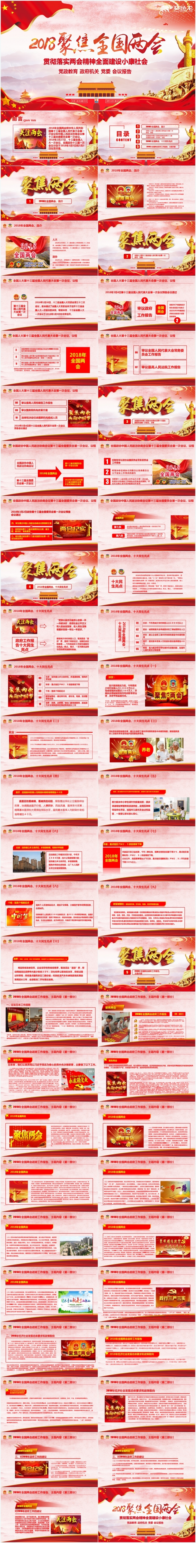2018聚焦全国两会会议精神解读ppt政协工作报告ppt模板