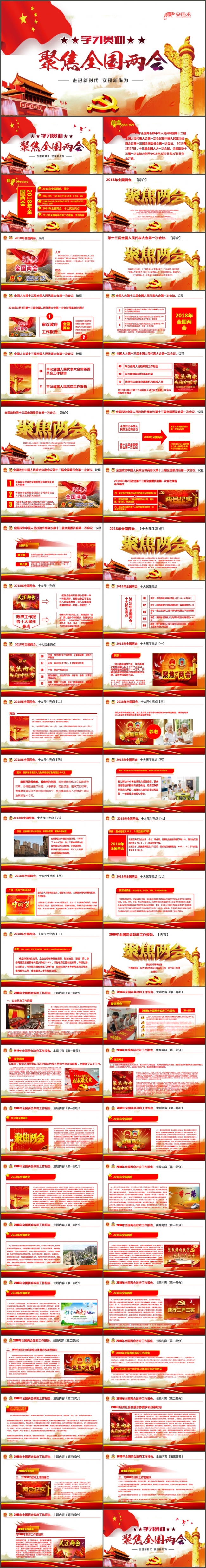 2018聚焦全国两会会议精神解读ppt政协工作报告ppt模板