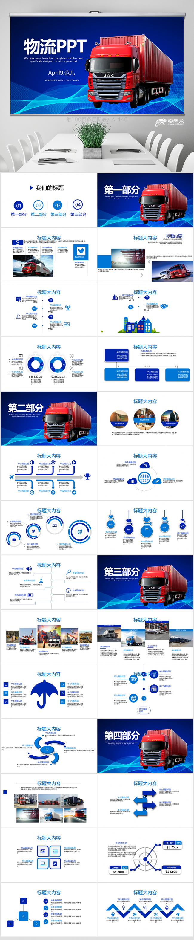 物流货运公路运输贸易快递PPT 工作汇报