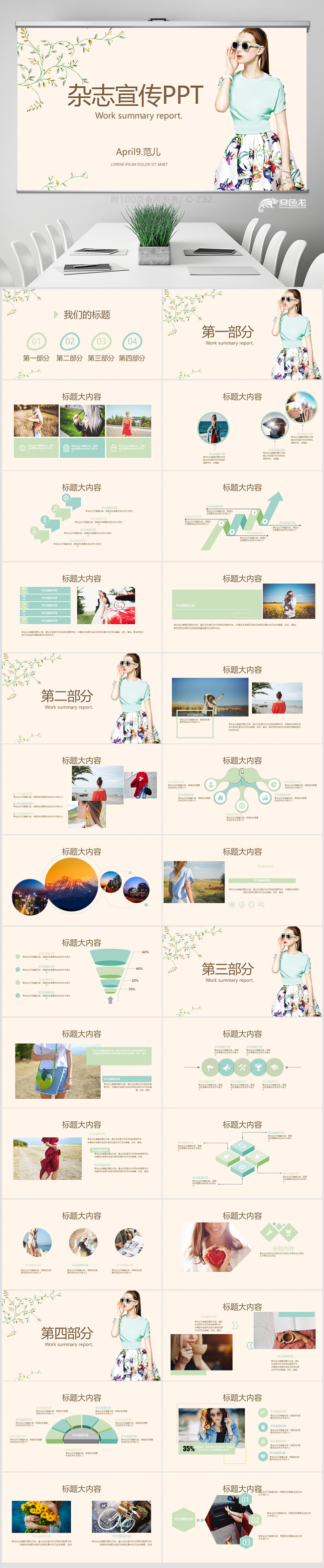 时尚时装创意杂志动态PPT 封面含PS 培训 工作 年终总结