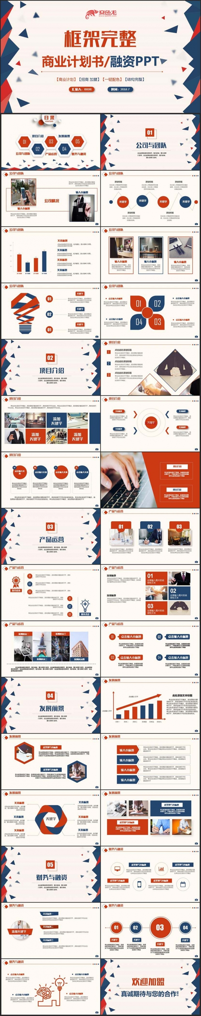【创业融资】框架完整时尚商业计划书招商加盟项目合作PPT