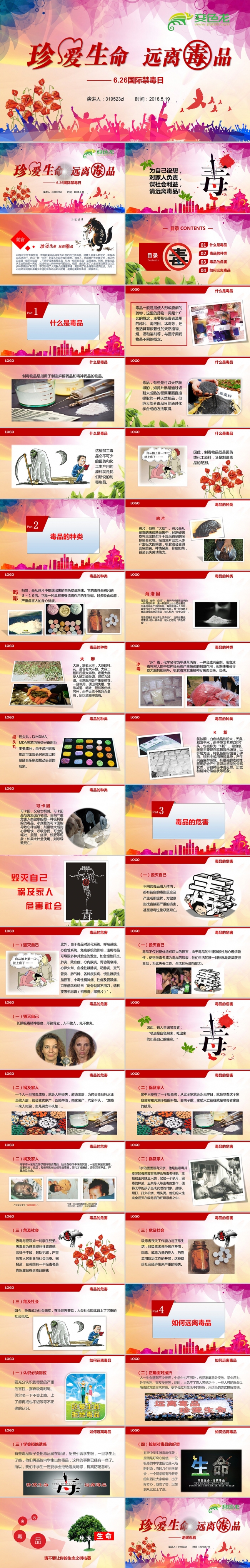 全国禁毒日珍爱生命远离毒品安全宣传教育PPT模板