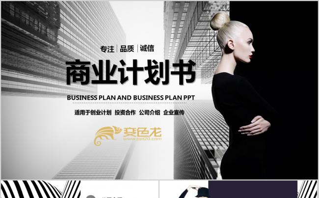 高端黑白商务创业计划书PPT模板缩略图