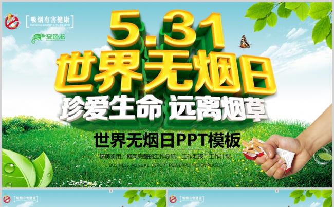  5月31日世界无烟日主题班会ppt模板缩略图