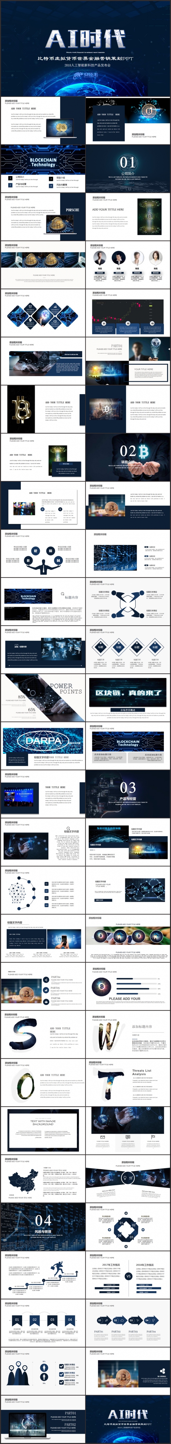 比特币世界金融投资汇报风险与收益PPT模板