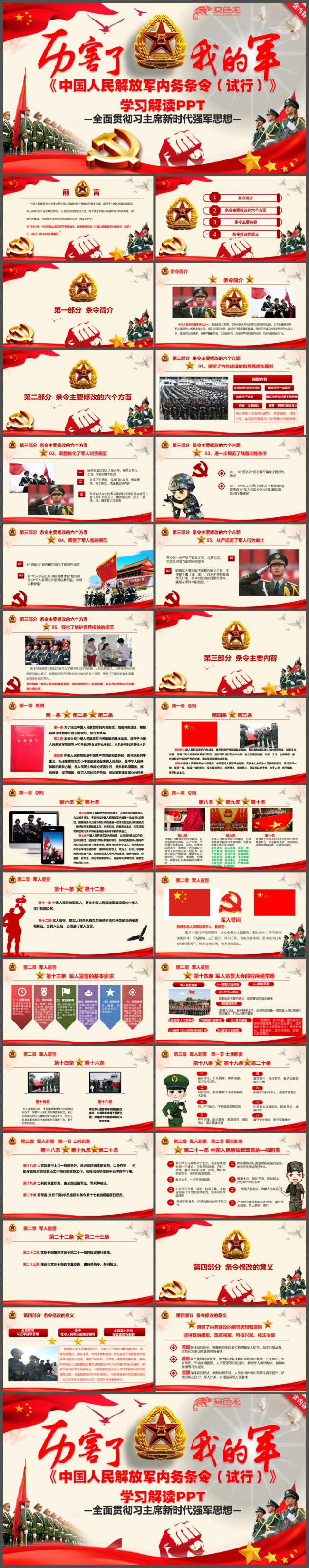 厉害了我的军最新修改解放军内务条例学习解读新兵学习教育PPT