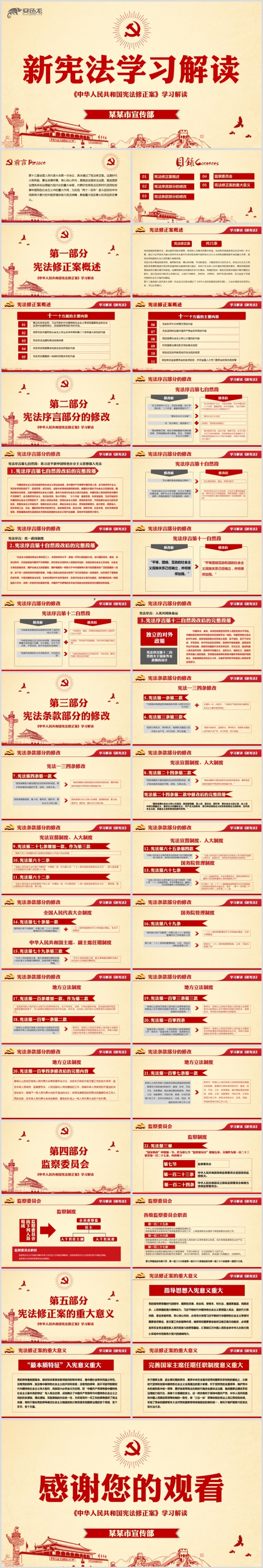 新宪法学习解读宪法修正案党课党建PPT