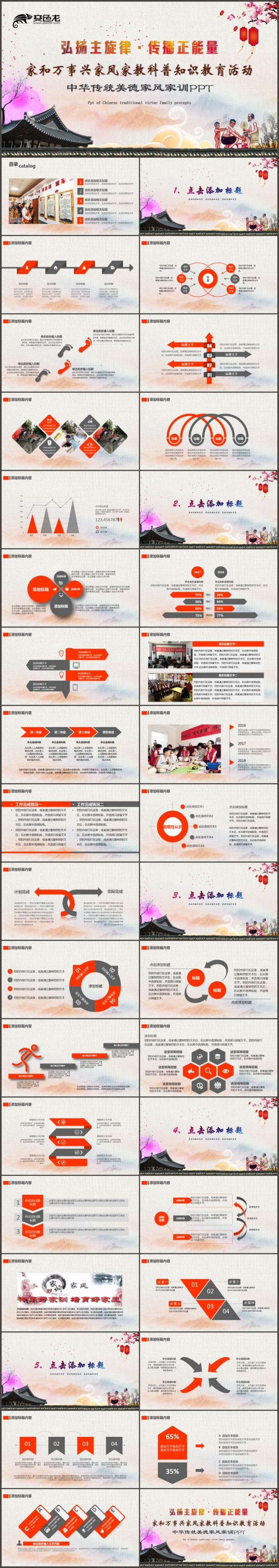 中国风中华传统美德家风家训PPT模板