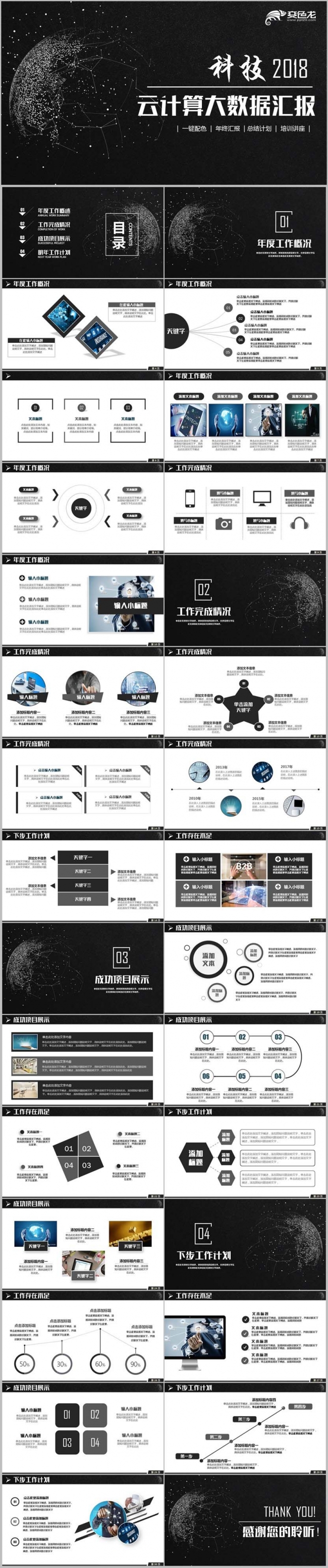 【云计算】黑色简约风云计算大数据移动互联网IT行业科技PPT