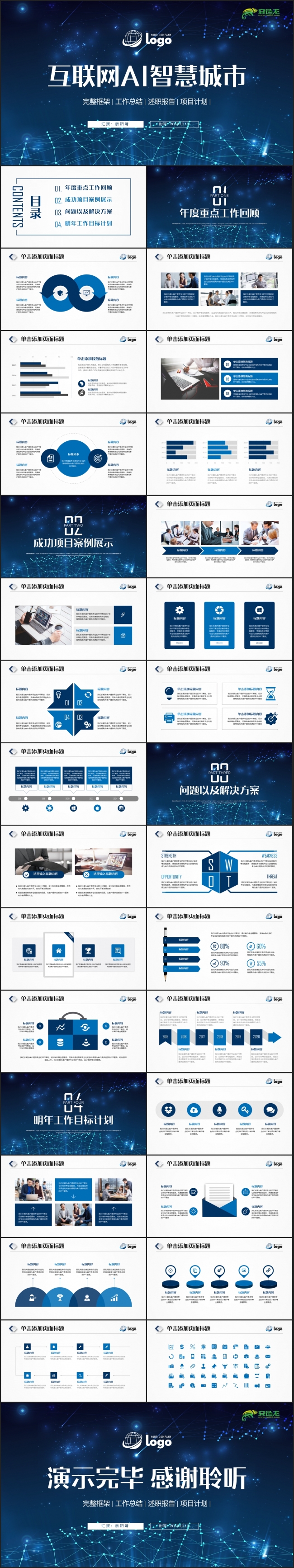 AI人工智能区块链云计算大数据互联网安全科技计划书ppt模板