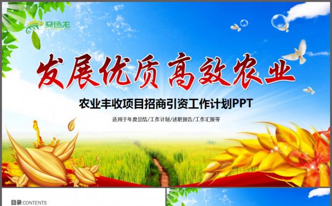 农业招商农产品宣传农作物绿色食品安全ppt模板缩略图