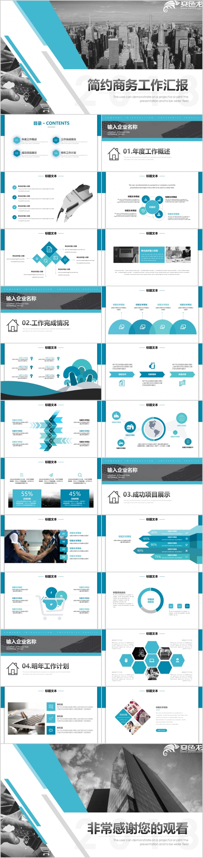 【极致简约】淡蓝商务工作汇报—项目/计划/策划/总结/路演