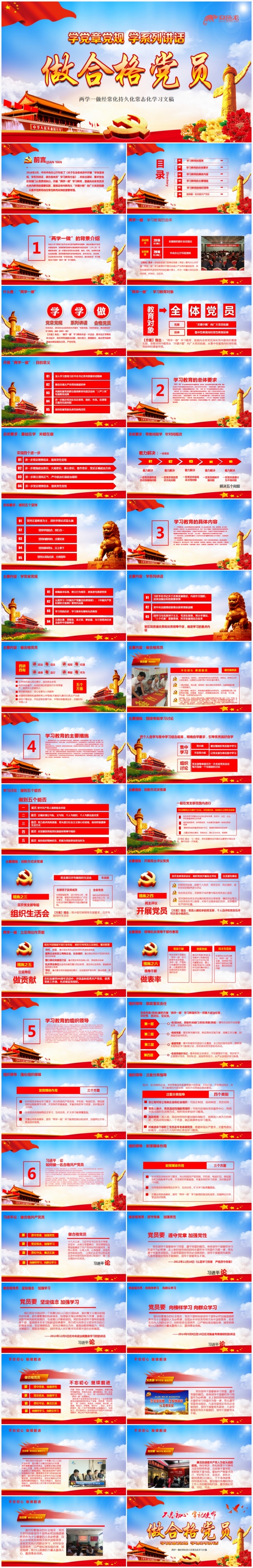 两学一做党政机关党建党课做合格党员学习ppt文稿