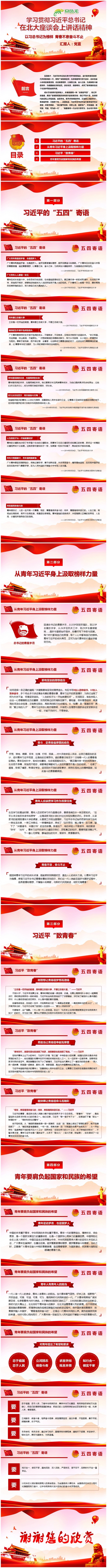 习总书记五四青年节寄语青年节重要讲话PPT课件