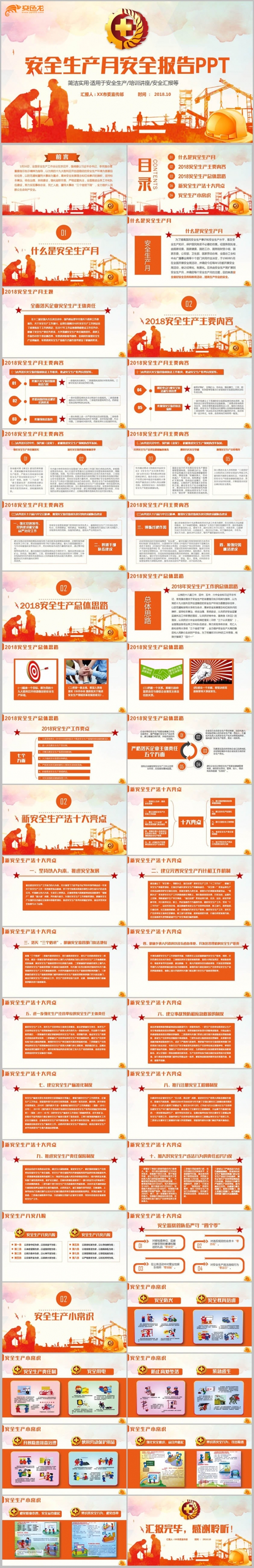 【框架完整】2018安全生产月报告安全培训安全讲座PPT