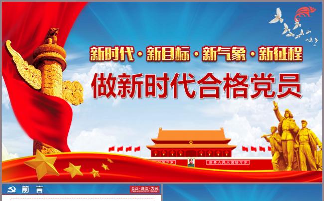 新时代合格党员PPT模板党政党建党课党史党组党委党章述职汇报缩略图