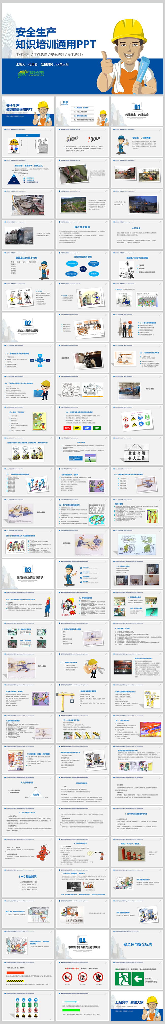 施工安全安全生产安全知识培训工作总结汇报年终总结ppt