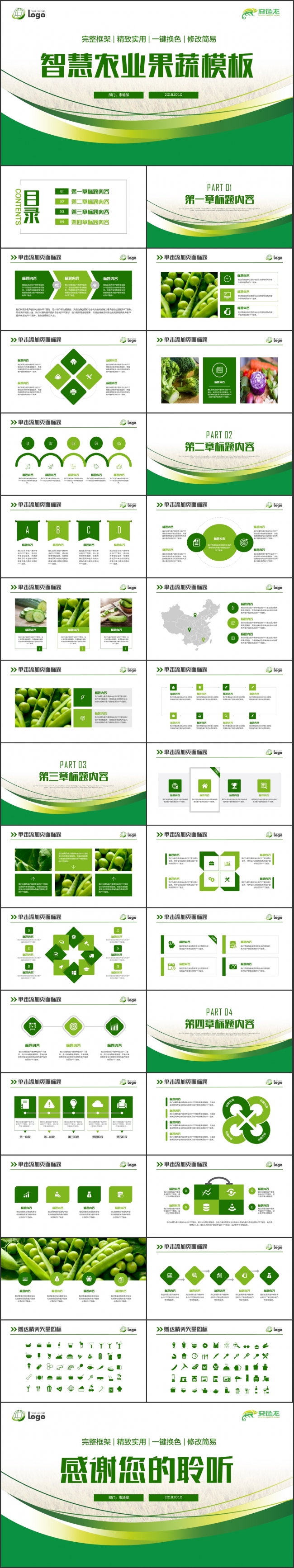 智慧农业现代农业技术推广报告工作总结PPT模板