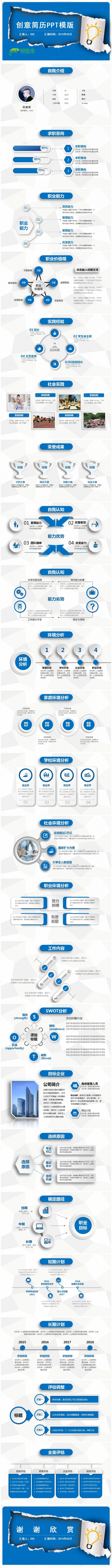 框架完整个人简历职业生涯规划通用PPT