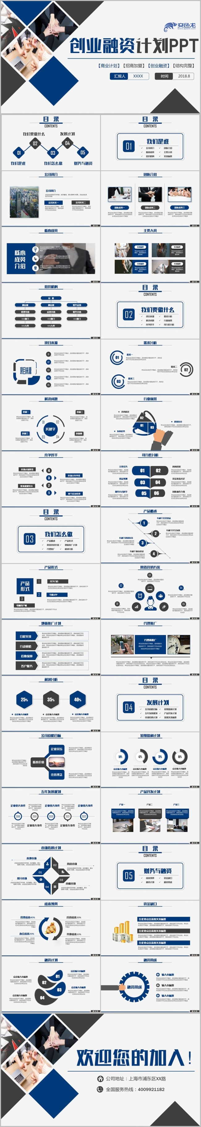 【创业融资】框架完整商业计划书招商加盟项目推介合作PPT