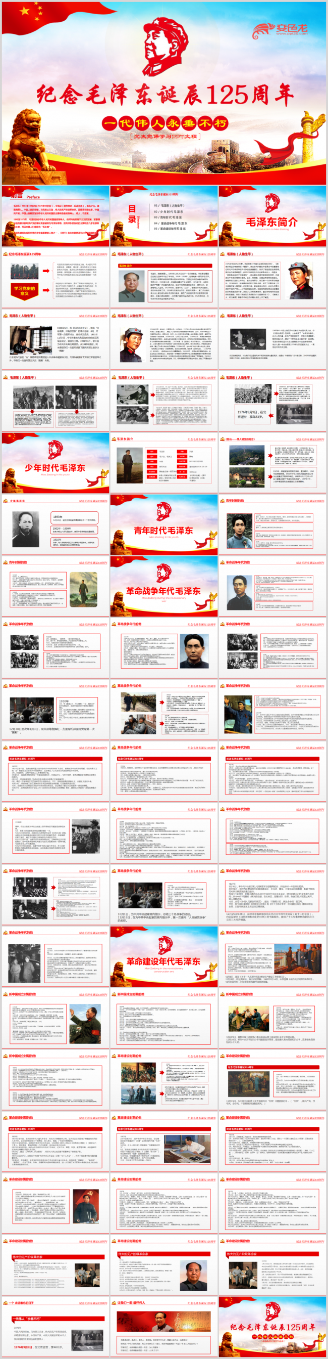 纪念毛泽东毛主席诞辰125周年PPT