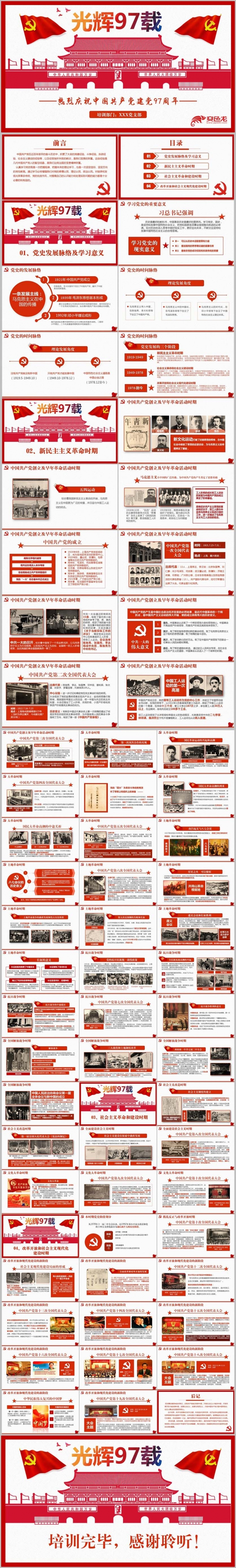 【建党97周年教育】完整七一建党节党史教育党课PPT