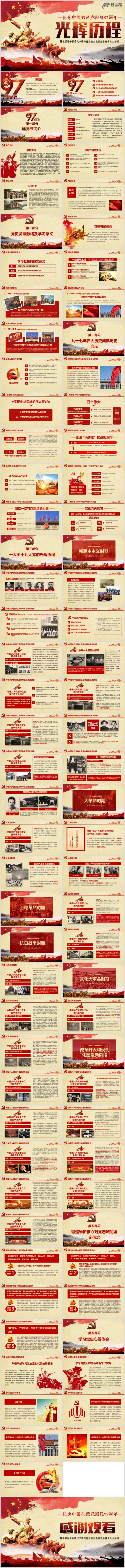 大气建党节党的生日建党97周年PPT