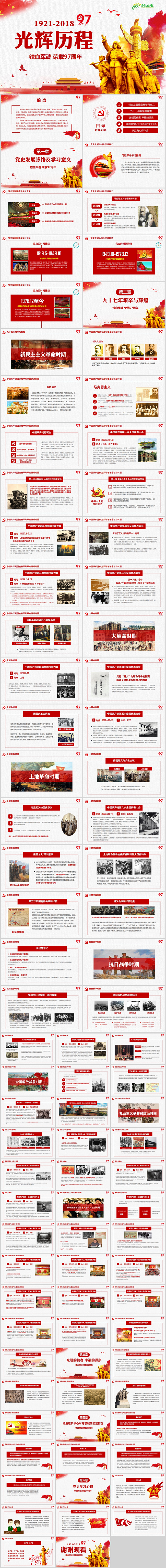 中国共产党党史建党97周年光辉的历程党课学习PPT