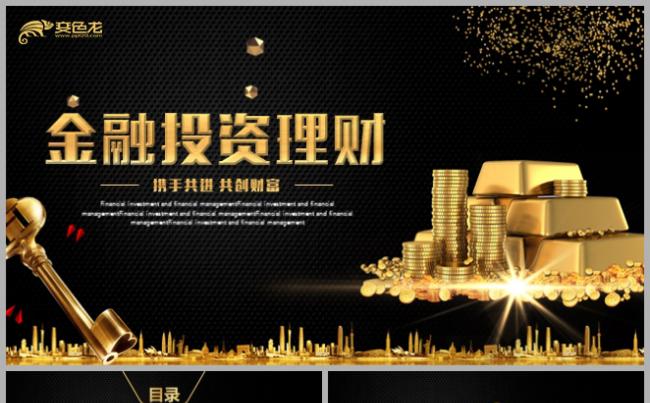 高端大气暗金黑色金融理财行业银行保险证券股票投资理财金融报告缩略图