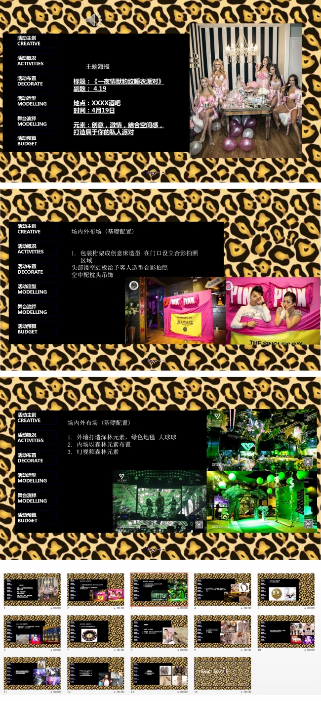 酒吧娱乐会所商业活动派对性感豹纹睡衣PPT模板