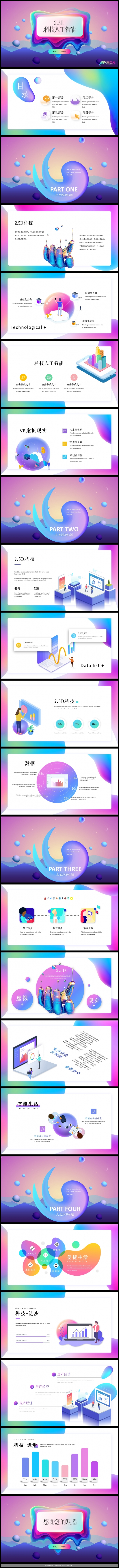 【鱼】未来科技2.5D 商务汇报PPT模板