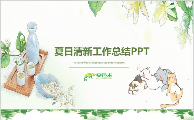 夏日清新工作总结计划PPT模板缩略图