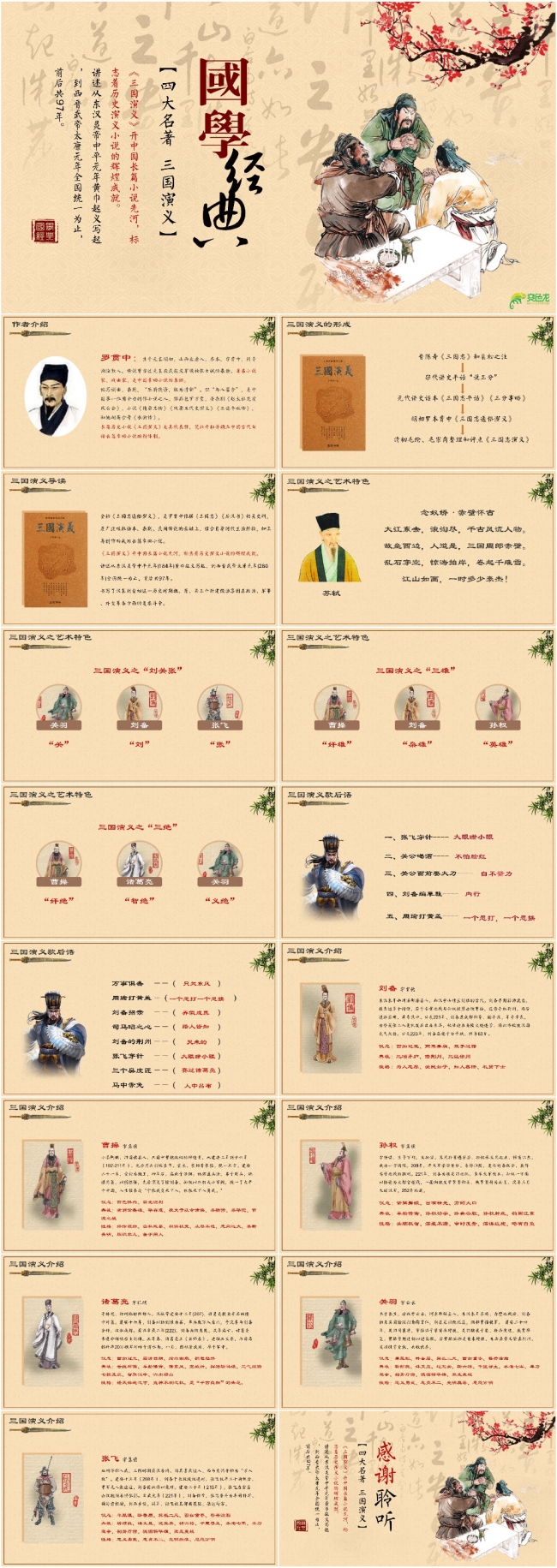 中国风国学经典四大名著三国演义PPT读书会读书分享会