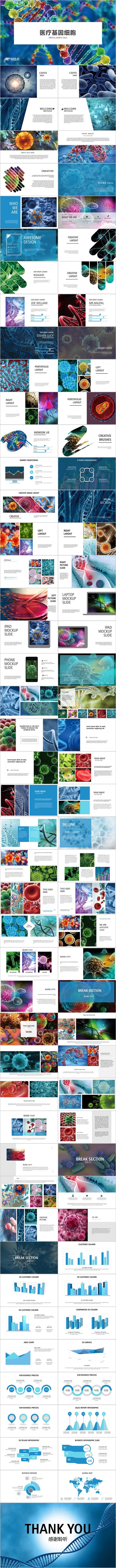 绿色生物基因DNA 病理医学研究细菌病毒微生物细胞干菌PPT