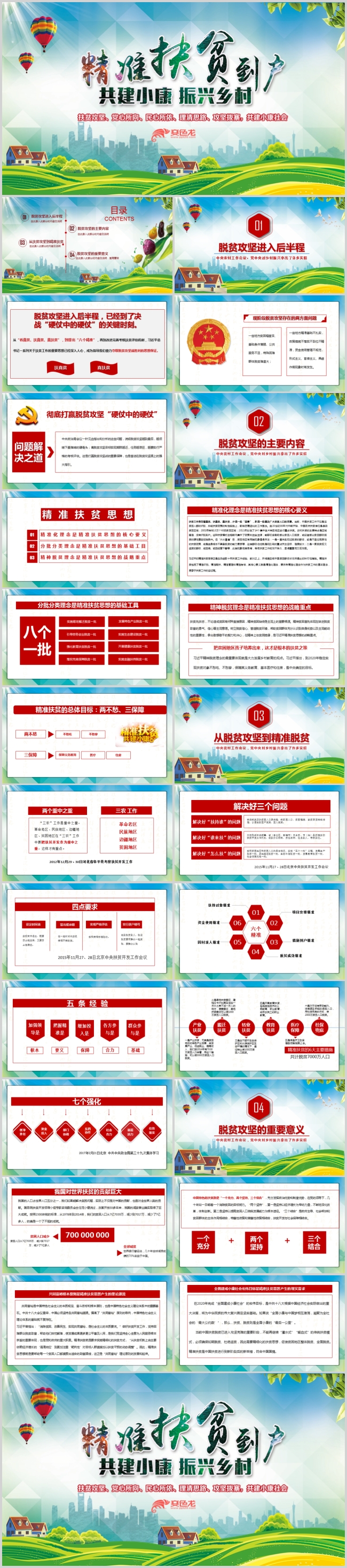 大气精准扶贫到户脱贫PPT模板汇报总结培训述职
