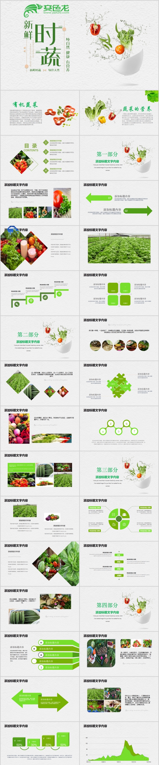 新鲜蔬菜农业蔬菜水果有机天然健康养生ppt模板