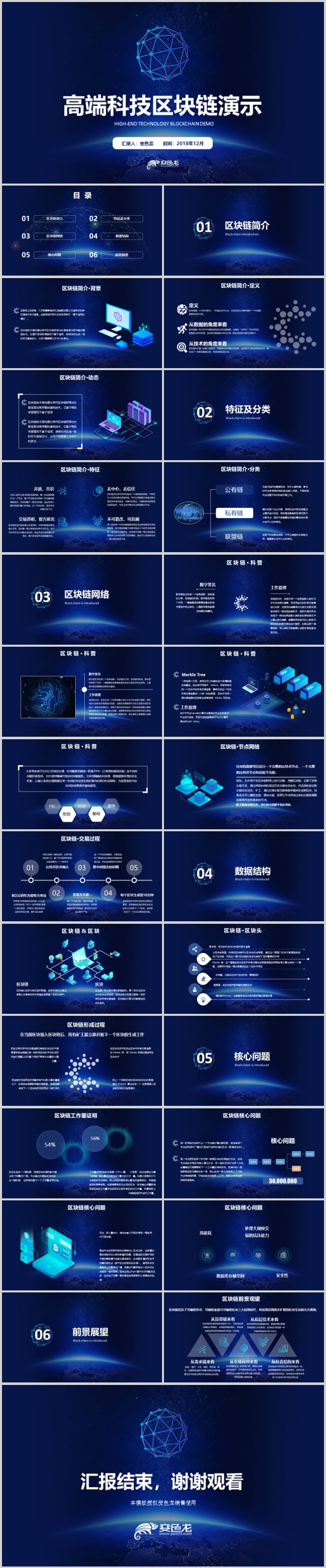 精品实用科技公司简介区块链汇报互联网金融科技风PPT模板