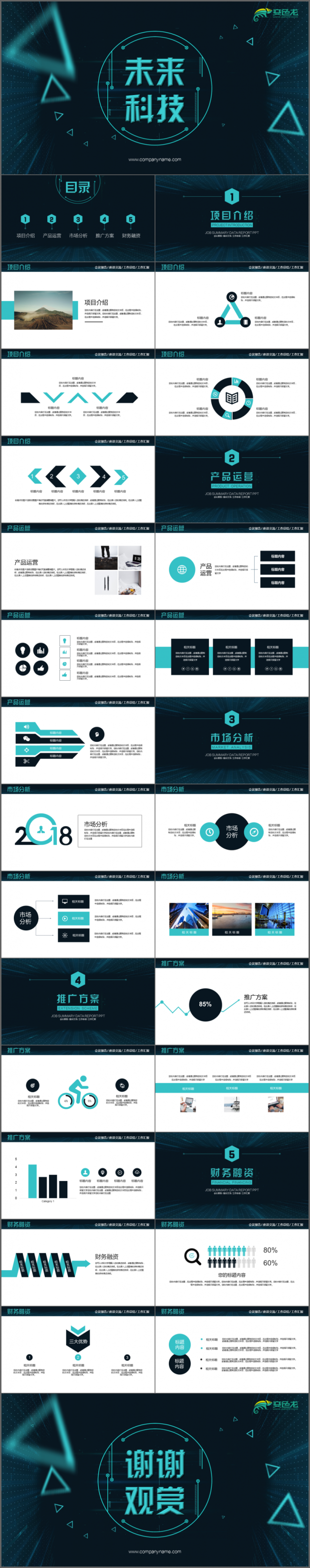 蓝色未来科技视觉化商务工作PPT