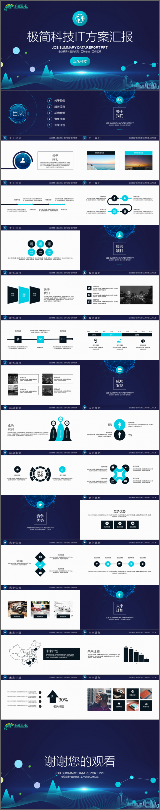 大气梦幻极简科技IT公司品牌工作PPT