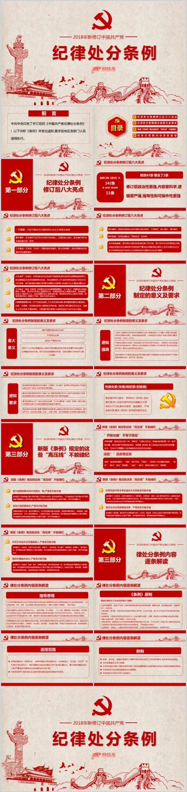 2018年新修订中国共产党纪律处分条列PPT模板