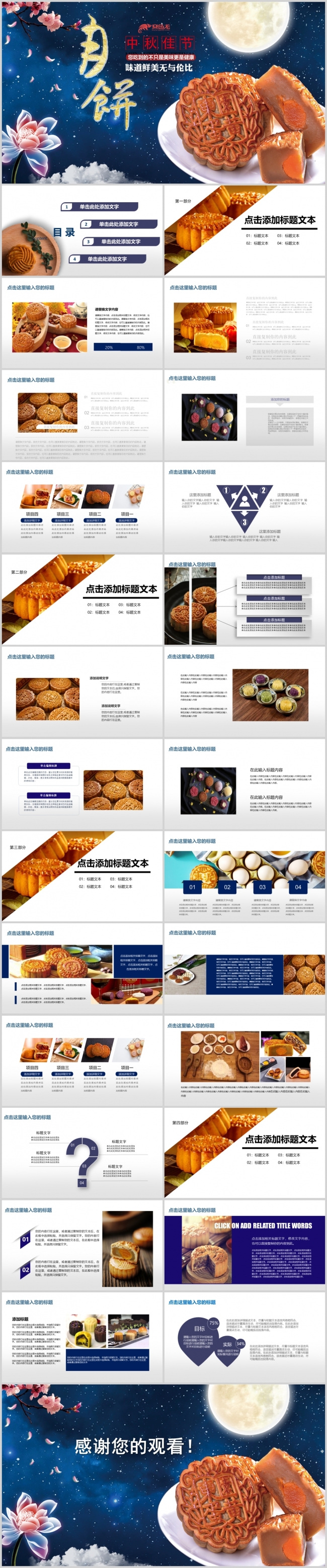 传统美食中秋月饼宣传介绍推广PPT动态模板
