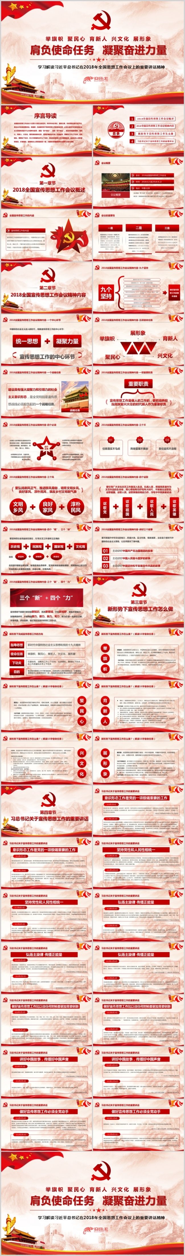 肩负使命任务凝聚奋进力量PPT模板思想工作举旗帜