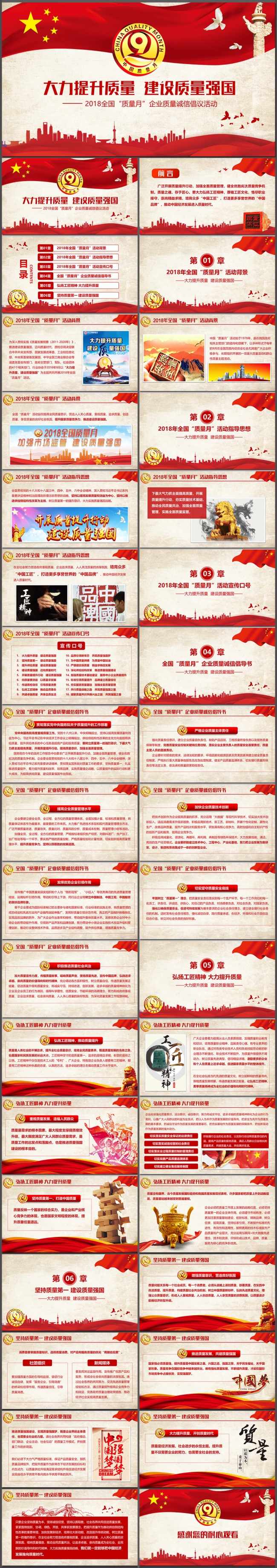 内容完整2018全国质量月企业质量倡仪活动学习PPT模板