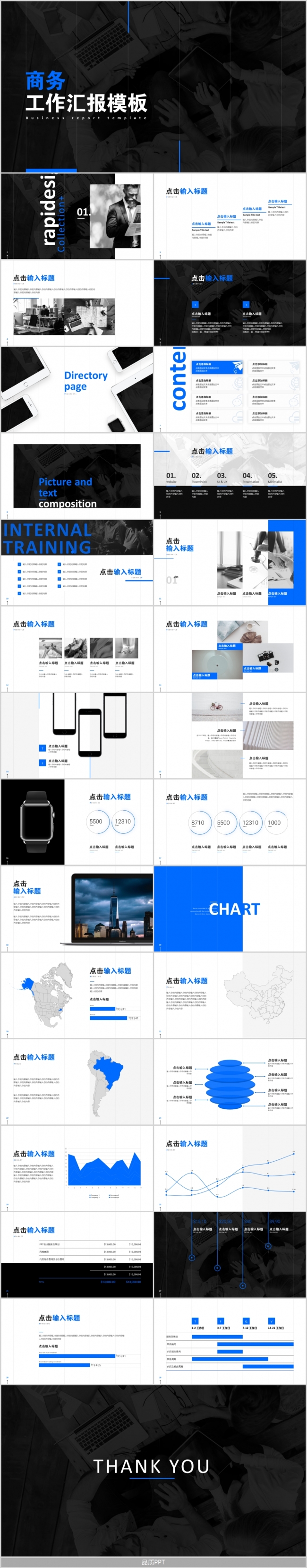 蓝色简约商务工作汇报PPT模板