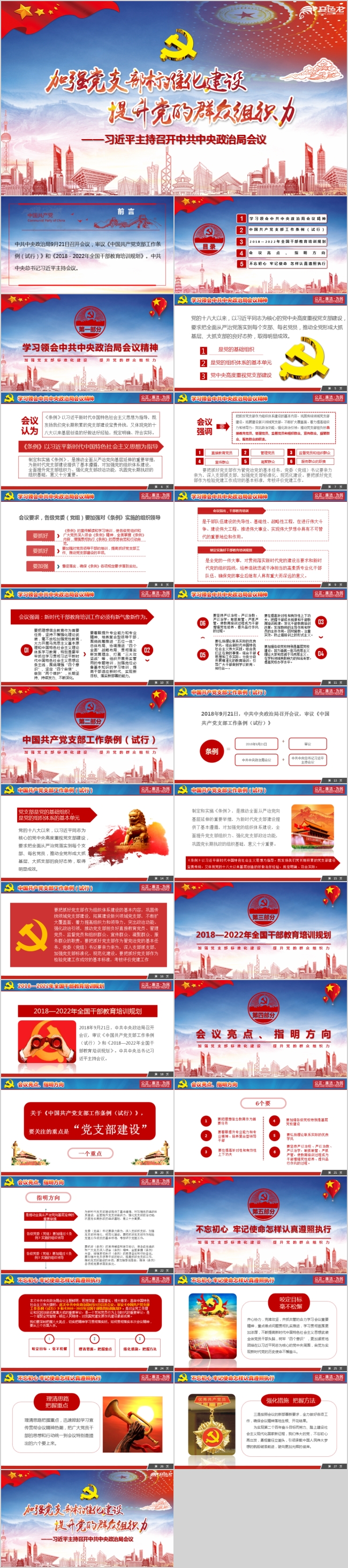 加强党支部标准化建设提升党的群众组织力PPT模板党建党政党课