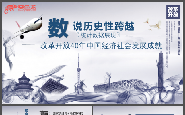 新风格数据解说改革开放40周年发展成就经验总结党课PPT缩略图