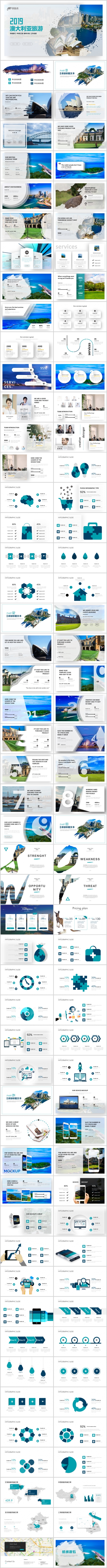 创意澳大利亚旅游景点介绍PPT高端旅游公司相册展示