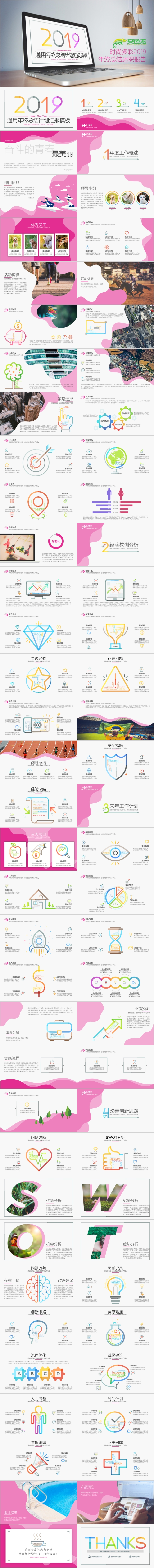 时尚多彩2019年终总结述职报告PPT模板